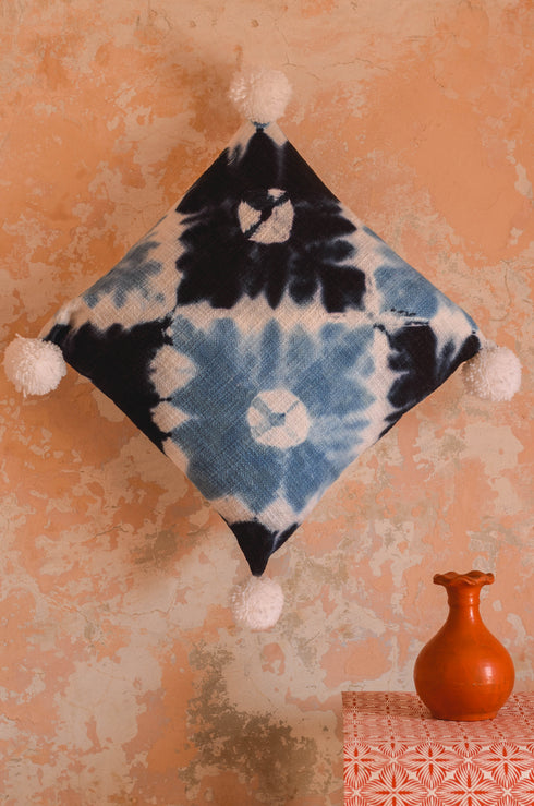 Indigo Bandhani Cushion Cover