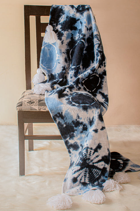 Indigo Bandhani Throw