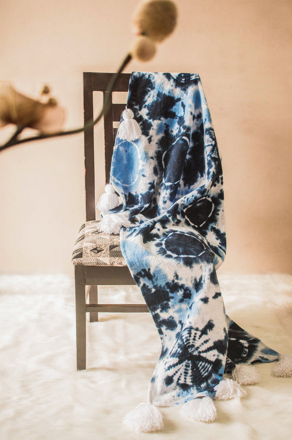 Indigo Bandhani Throw