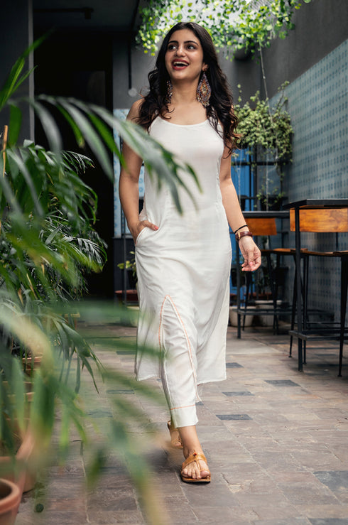 Ivory Kurta Pant - Set Of 2