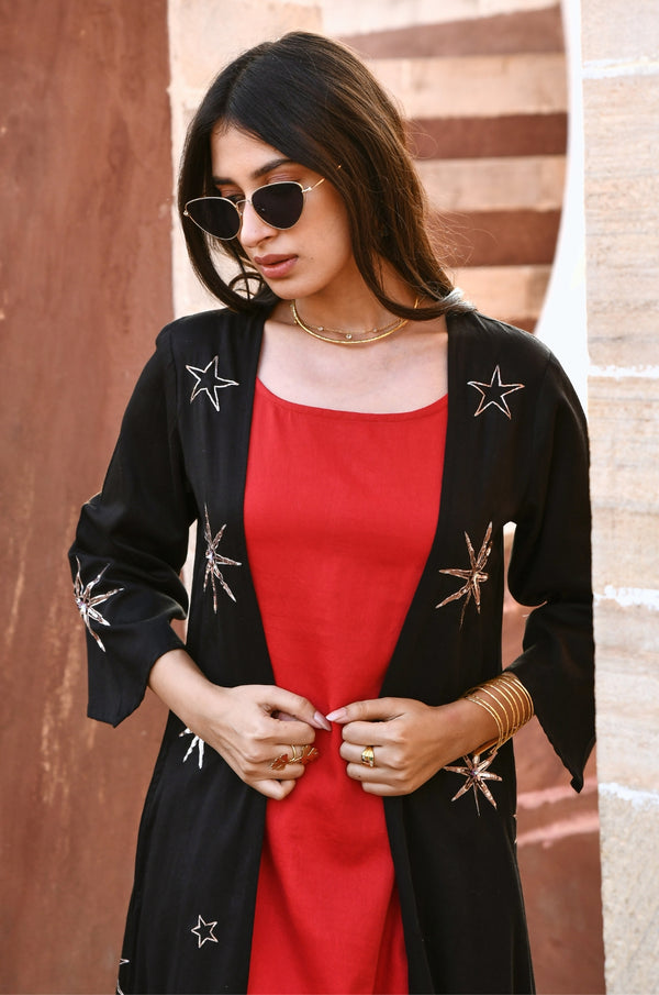 Kashvi Star Black Sequin Embroidered Cover-up