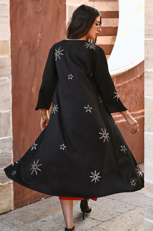 Kashvi Star Black Sequin Embroidered Cover-up