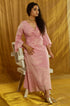 Model posing in a tissue chanderi dress.