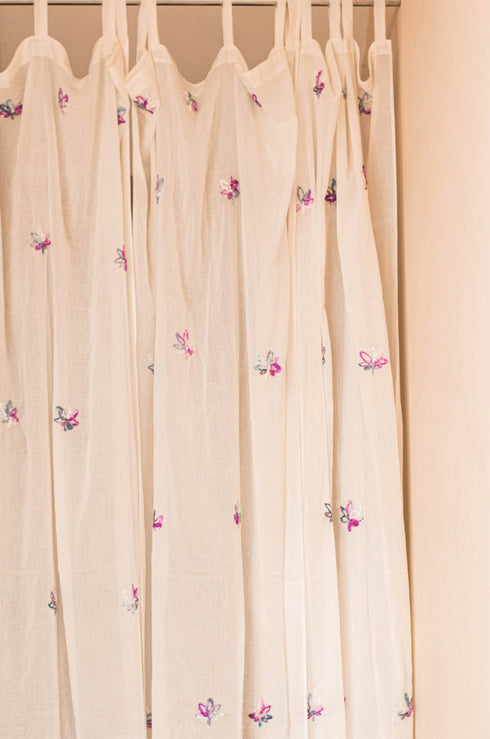 Larissa White Embroidered Curtains