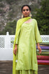 Green cotton kurta and skirt set with dupatta