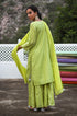 Green cotton kurta and skirt set with dupatta