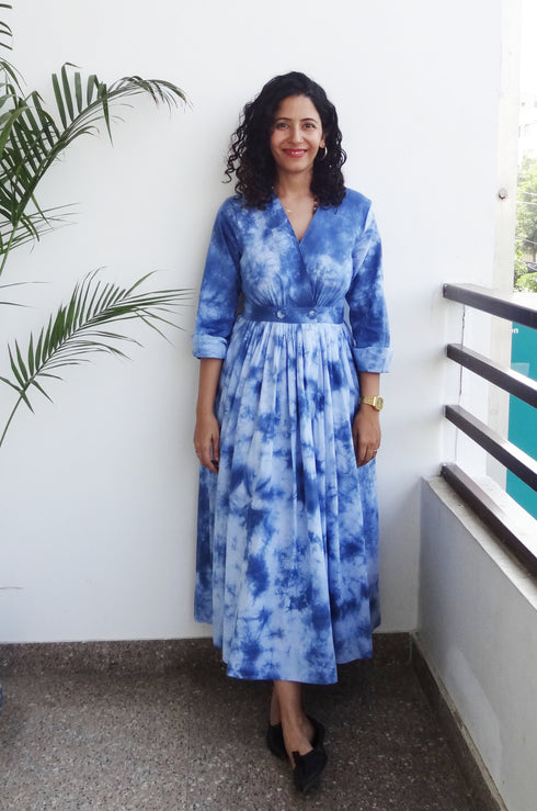 Indigo Tie-Dye Dress