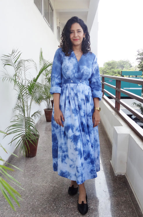 Indigo Tie-Dye Dress