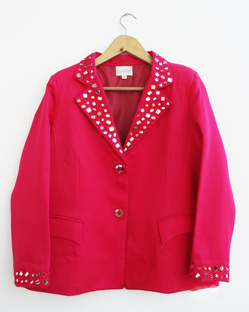 Pink Mirror Embroidered Blazer