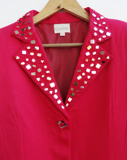 Pink Mirror Embroidered Blazer