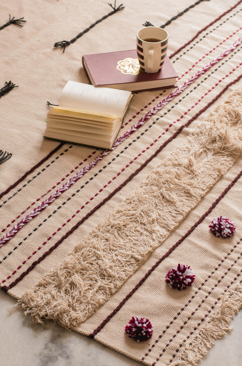 Pansy Embroidered Rectangular Rug