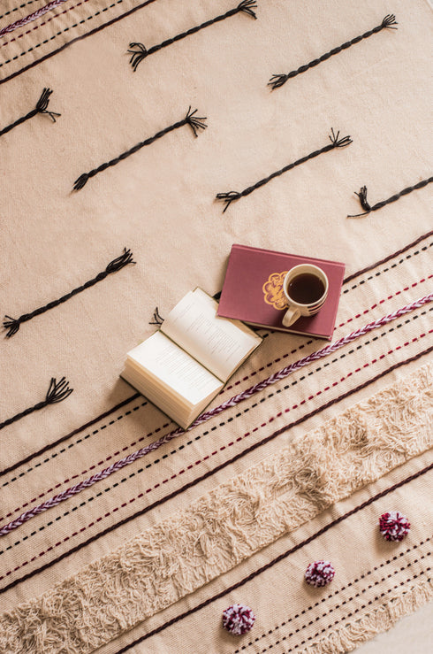 Pansy Embroidered Rectangular Rug