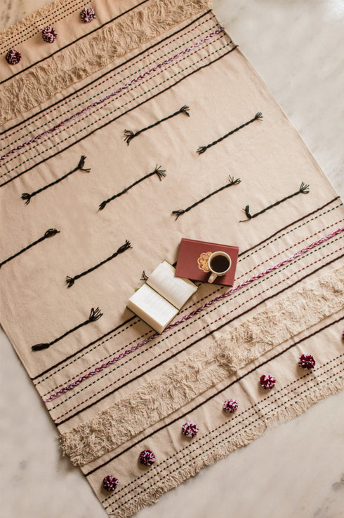 Pansy Embroidered Rectangular Rug