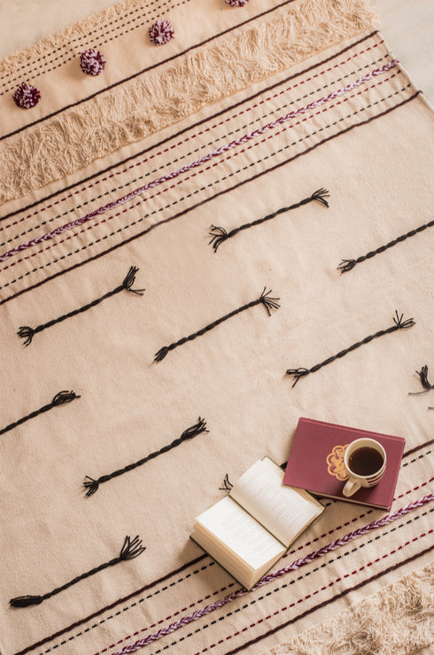 Pansy Embroidered Rectangular Rug