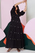 Piku Black Mirror Embroidered Tier Maxi Dress