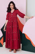 Piku Maroon Mirror Embroidered Tier Maxi Dress