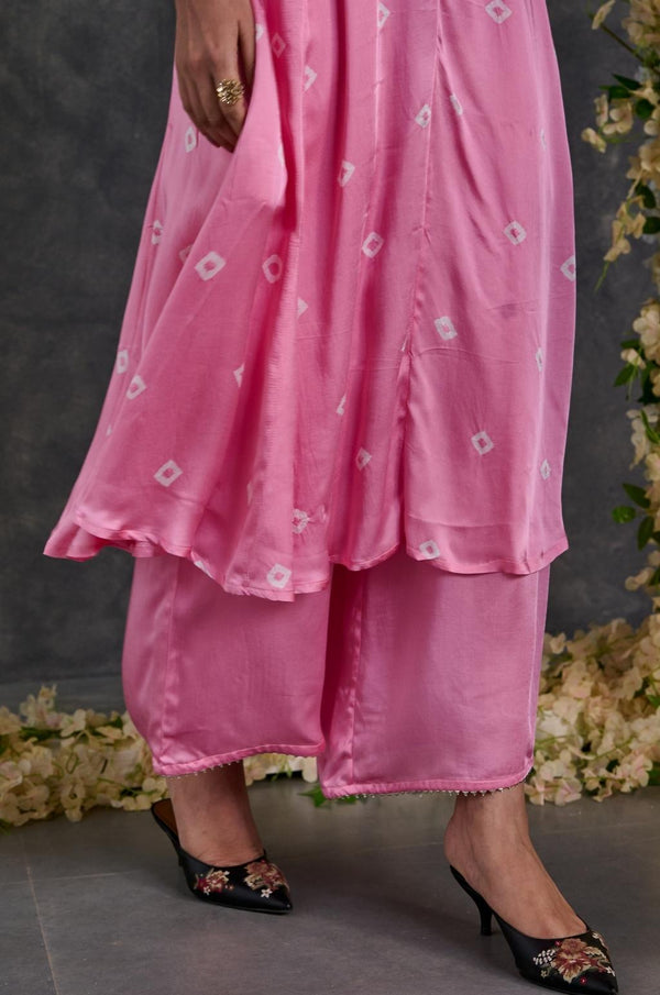 Pink Modal Satin Flared Pant