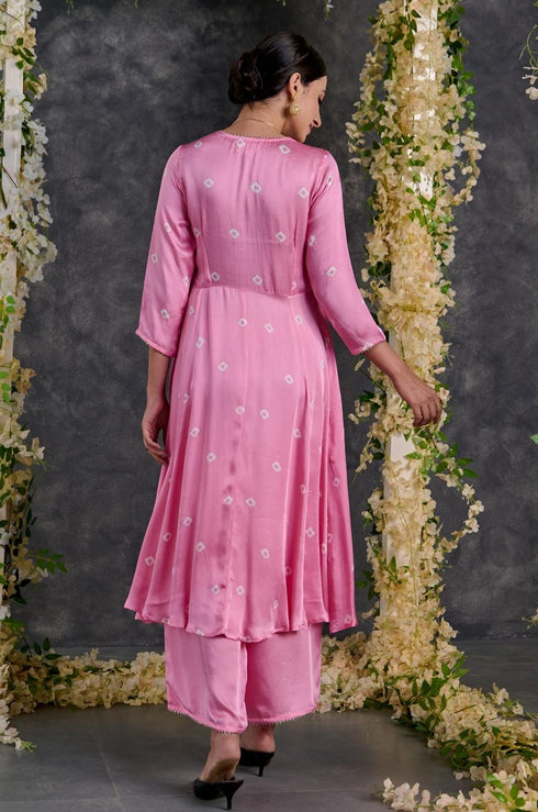 Pink Modal Satin Flared Pant