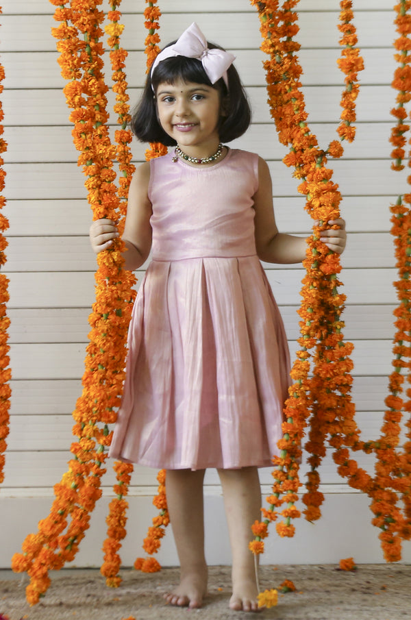 Pink Tissue Chanderi Dress (Girl)