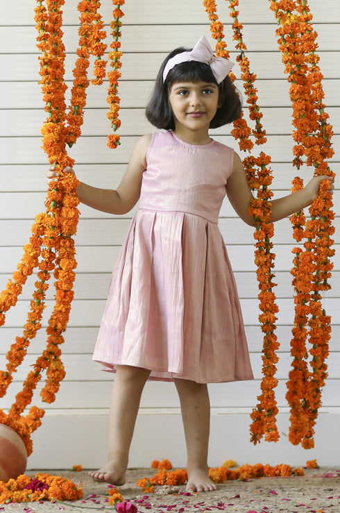Pink Tissue Chanderi Dress (Girl)