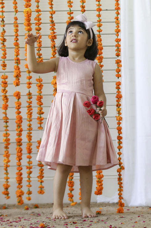 Pink Tissue Chanderi Dress (Girl)