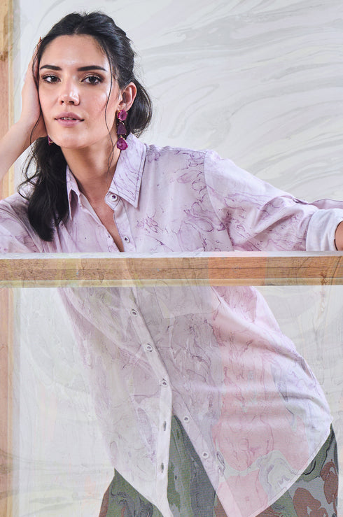 Purple Marble Embroidered Shirt