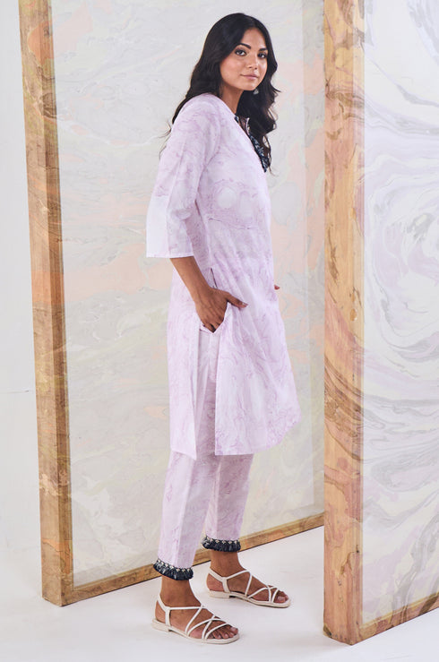 Purple Marble Straight Pant