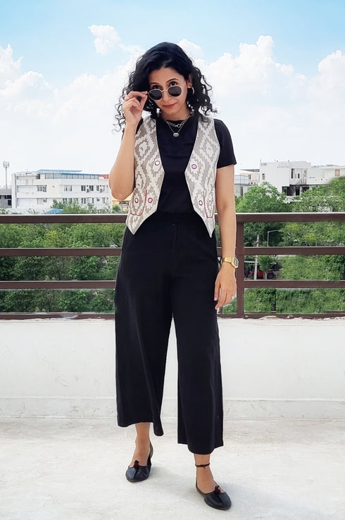 Red Mirror Embroidered Waistcoat