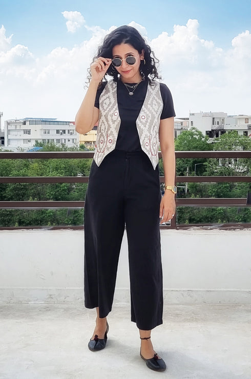 Red Mirror Embroidered Waistcoat