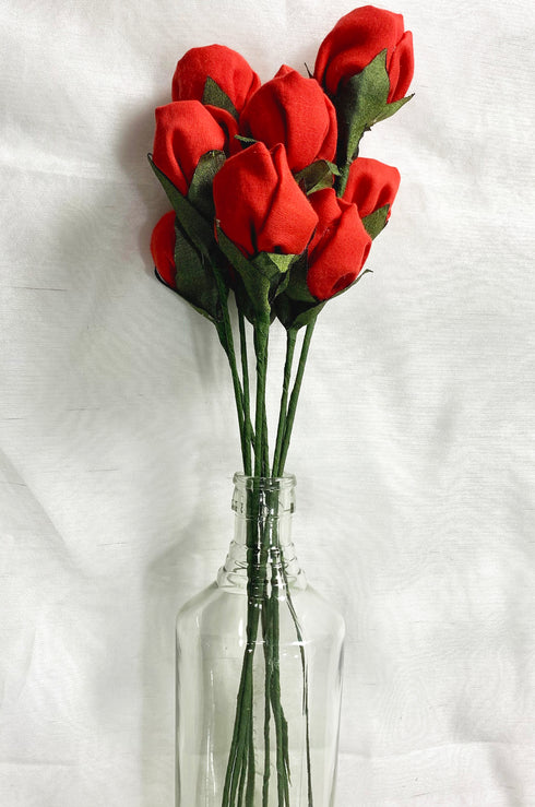Red Rose Handmade Flower (Bunch of 10)