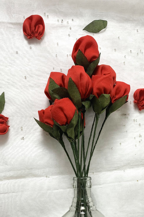 Red Rose Handmade Flower (Bunch of 10)