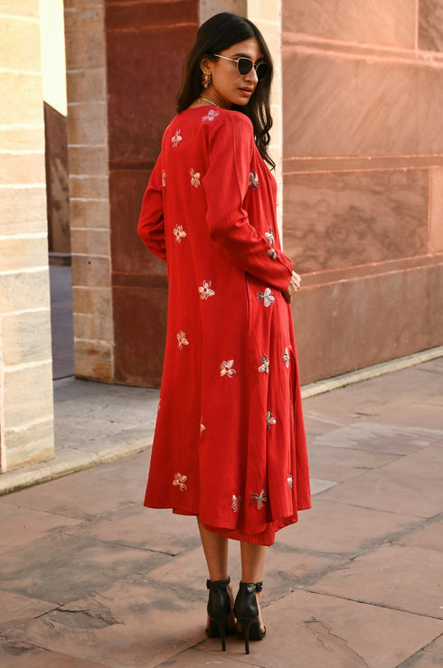 Reva Bug Red Embroidered Cover-up