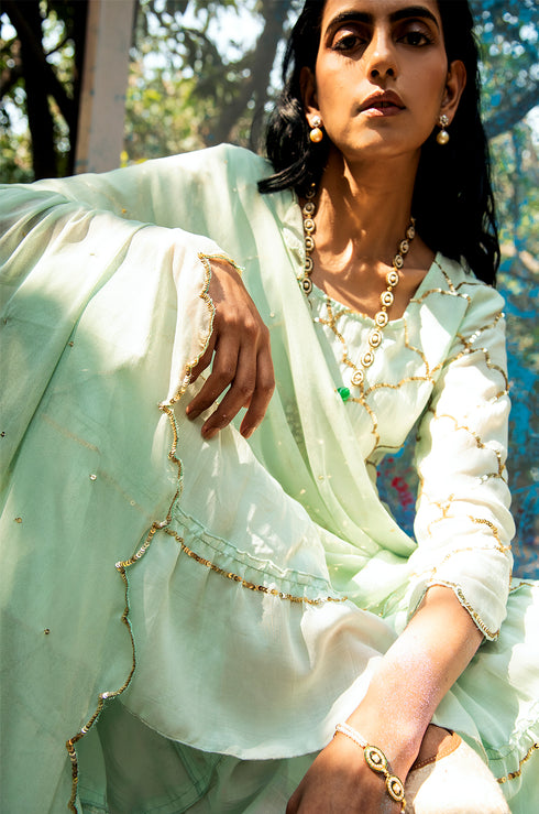 Samyuta Sequin Kurta Sharara With Dupatta - Set Of 3