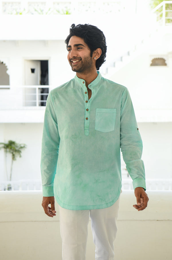 Turquoise Tie-Dye Kurta