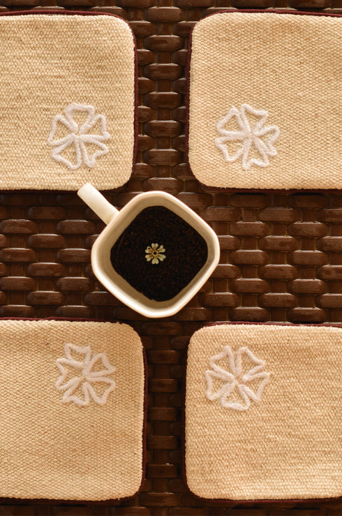 Umber Embroidered Coaster (Set of 2)