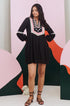 Veronica Black Mirror Work Short Dress with Lace Detailing