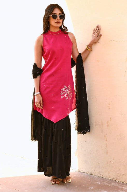 Visha Sequin Embroidered Kurta-Sharara with Dupatta