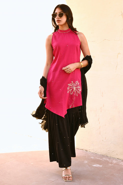 Visha Sequin Embroidered Kurta-Sharara with Dupatta