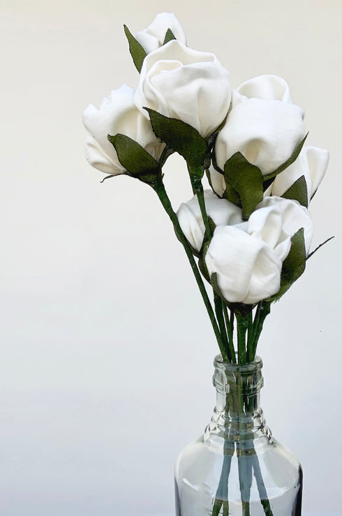 White Rose Handmade Flower (Bunch of 10)