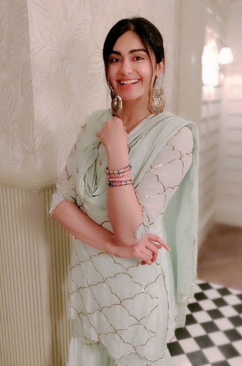 Samyuta Sequin Kurta Sharara With Dupatta - Set Of 3