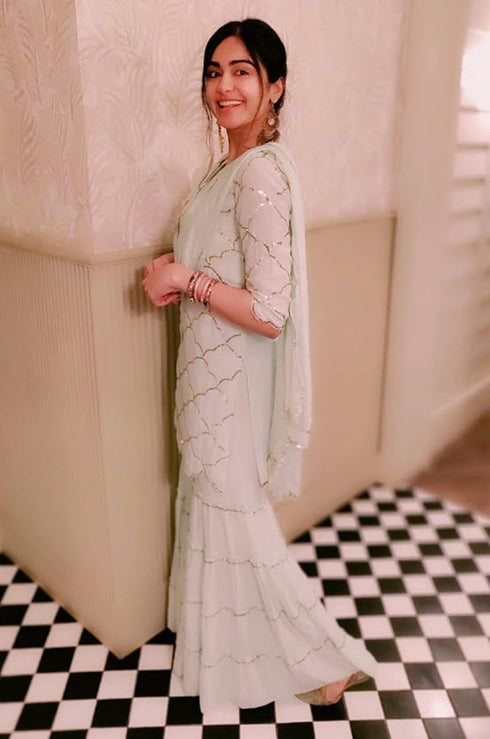 Samyuta Sequin Kurta Sharara With Dupatta - Set Of 3