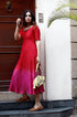 Red & Pink Fit-Flared Dress