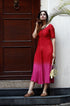 Red & Pink Fit-Flared Dress