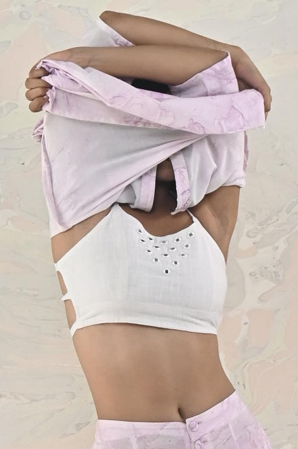 White Embroidered Bralette