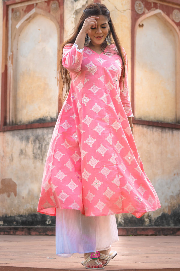 Zinnia Zari Print Kurta-Pant Set