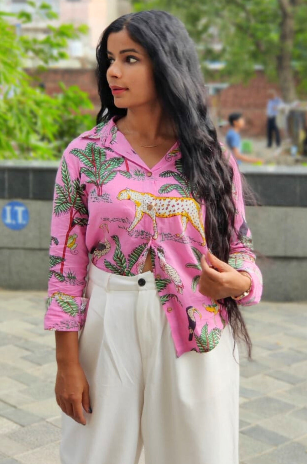 Tropical Jungle print Shirt - Pink main image 0