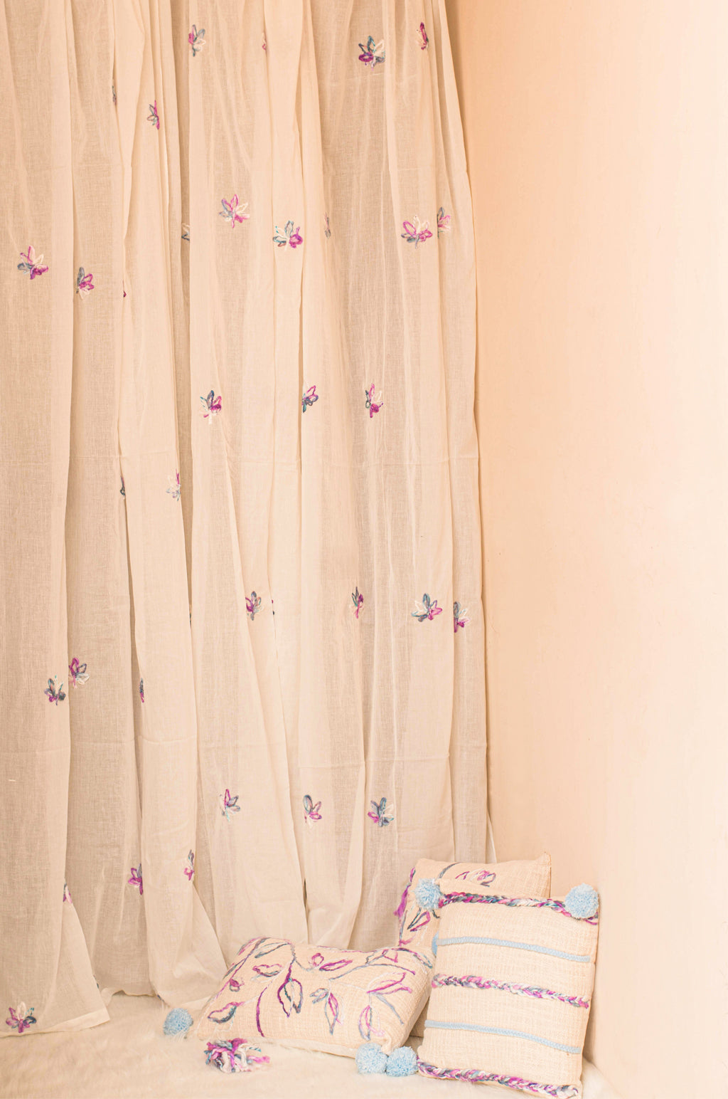 Pearl White Pom-Pom Curtains Set of 2