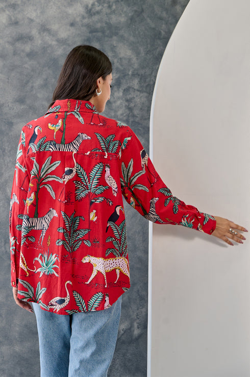 Tropical Jungle print Shirt - Pink main image 1